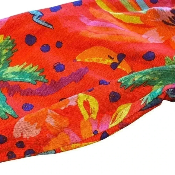 Maison d’Amelie Tropical Tie Front Linen Blend V-Neck 3/4 Sleeve Top Size Small - Picture 10 of 10